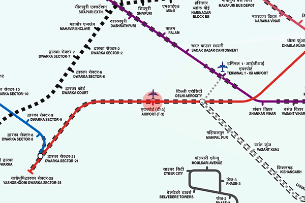 IGI Airport station map