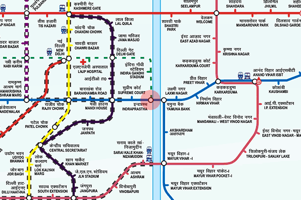 Indraprastha station map
