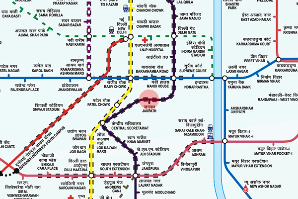Janpath station map