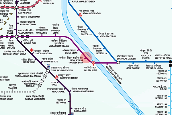 Jasola Vihar Shaheen Bagh station map