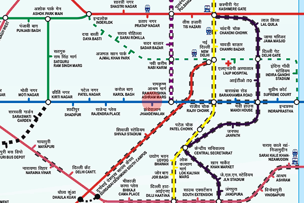 Jhandewalan station map