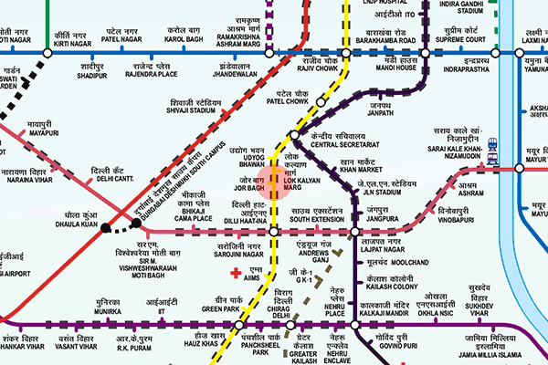Jor Bagh station map