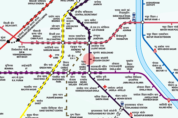 Kailash Colony station map