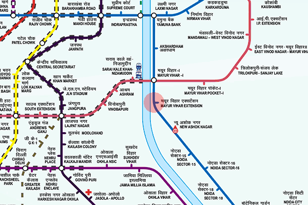 Mayur Vihar Extension station map