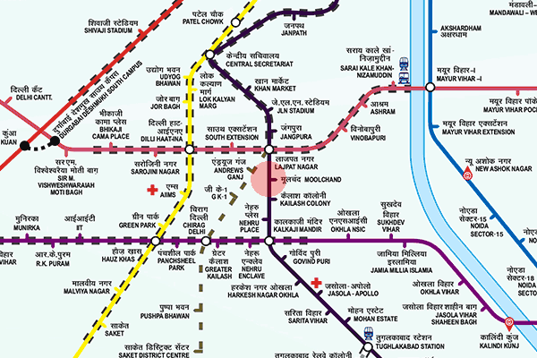 Moolchand station map