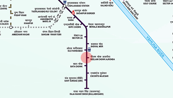 Neelam Chowk Ajronda station map