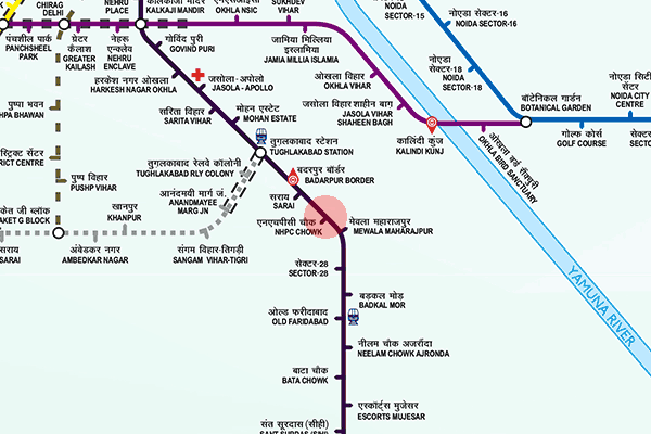 NHPC Chowk station map