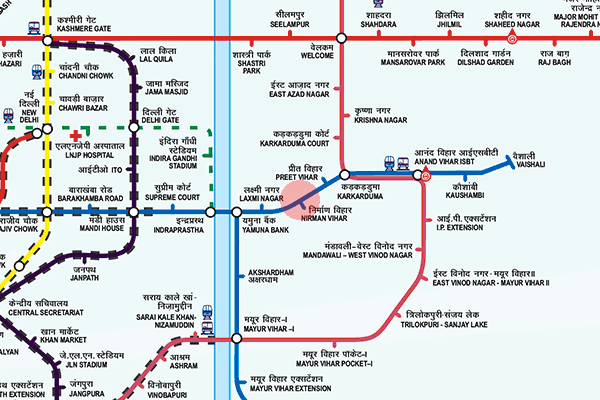Nirman Vihar station map