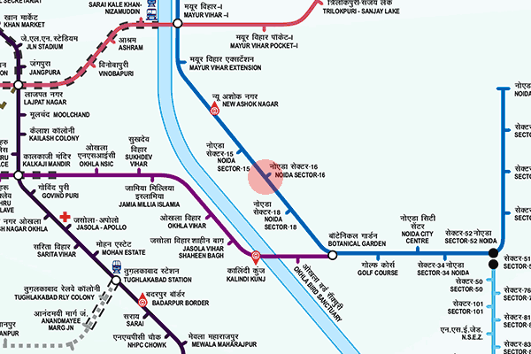 Noida Sector 16 station map