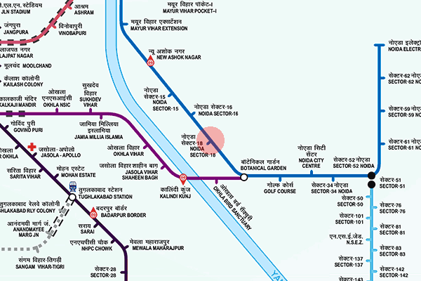 Noida Sector 18 station map