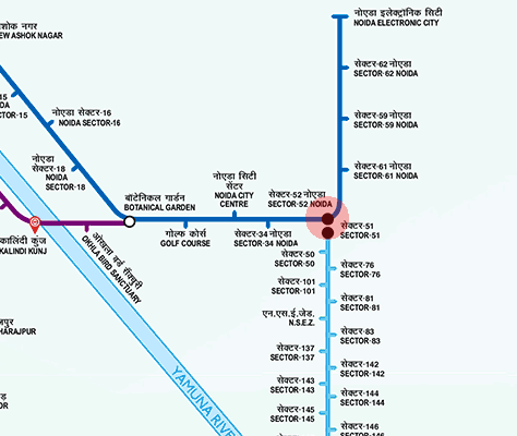 Noida Sector 52 station map