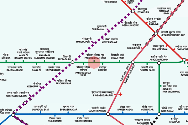 Paschim Vihar East station map
