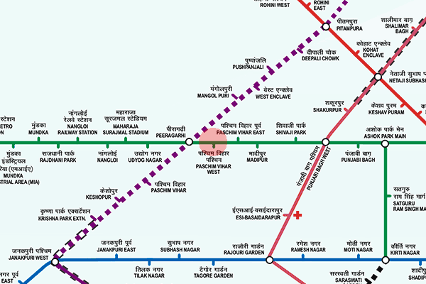 Paschim Vihar West station map