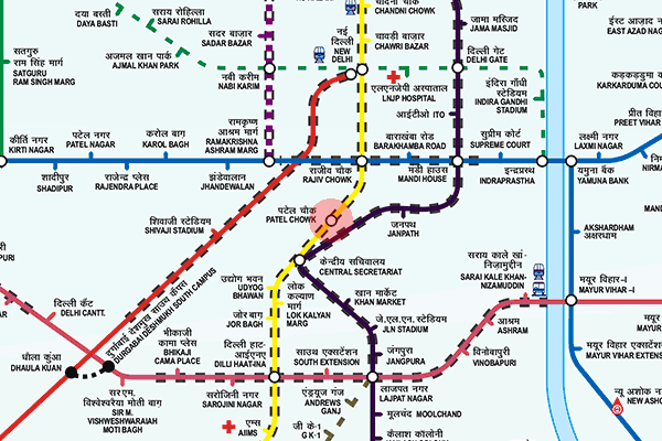 Patel Chowk station map