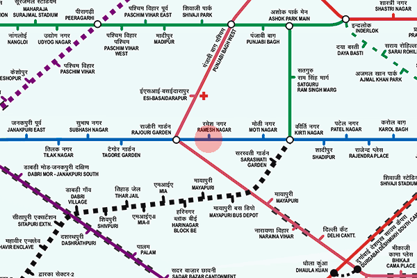 Ramesh Nagar station map