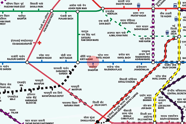 Shadipur station map