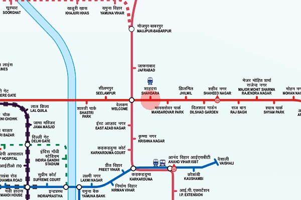 Shahdara station map