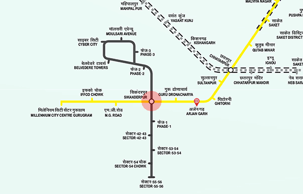 Sikandarpur station map