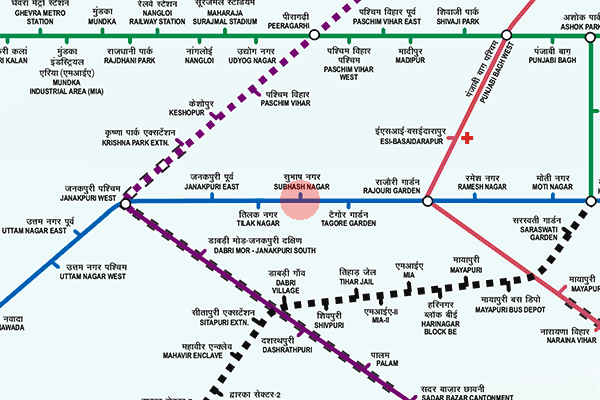Subhash Nagar station map