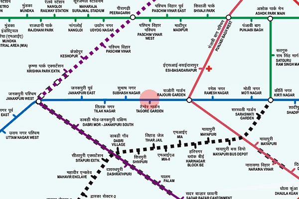 Tagore Garden station map