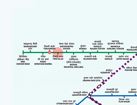 Tikri Kalan station map