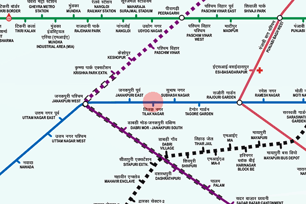 Tilak Nagar station map
