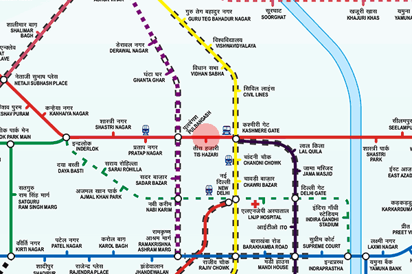 Tis Hazari station map