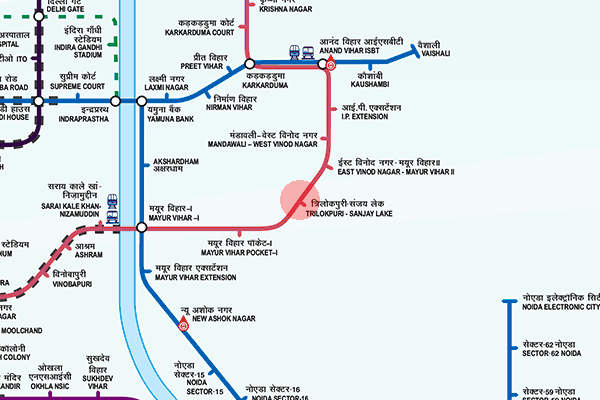 Trilokpuri Sanjay Lake station map