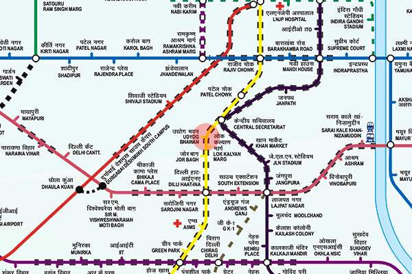 Udyog Bhawan station map