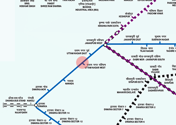Uttam Nagar West station map