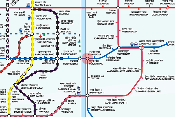 Yamuna Bank station map
