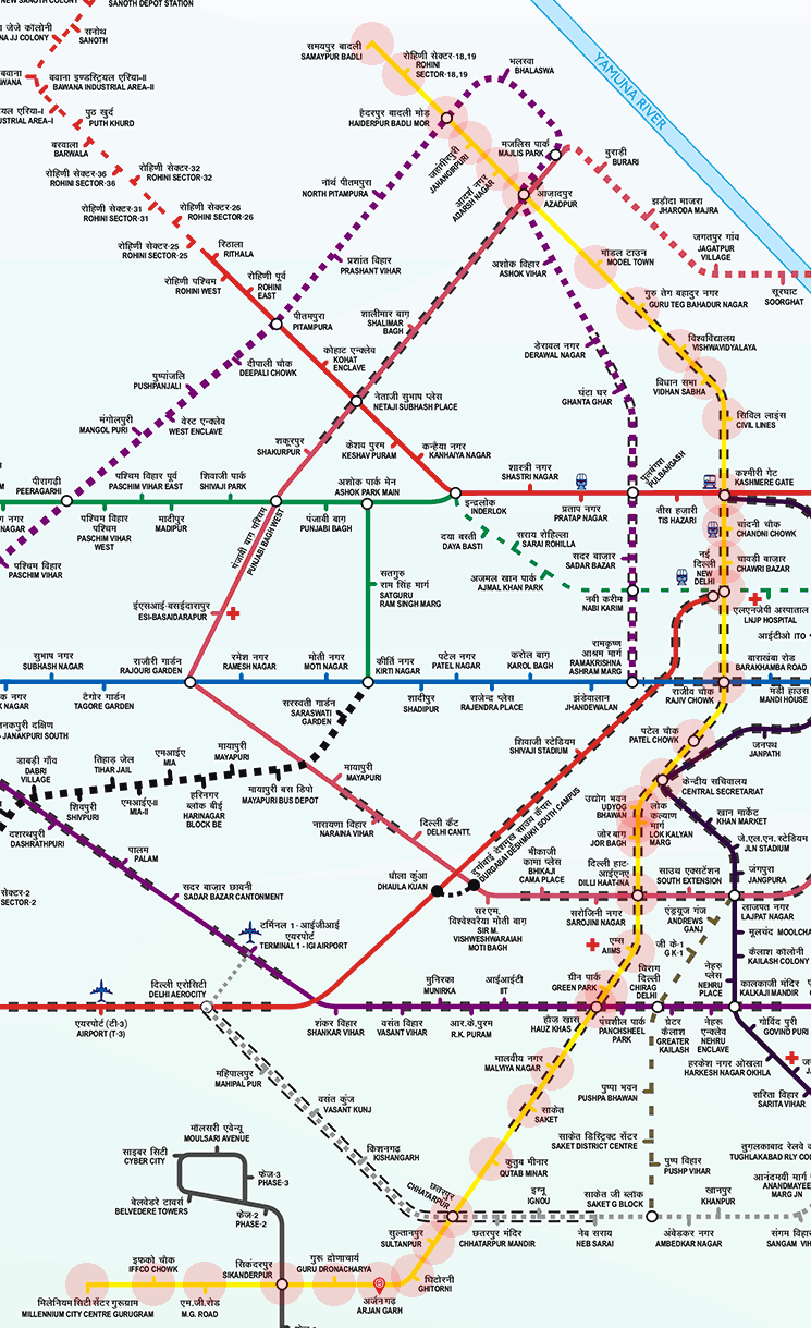 Yellow Line Map Delhi Metro