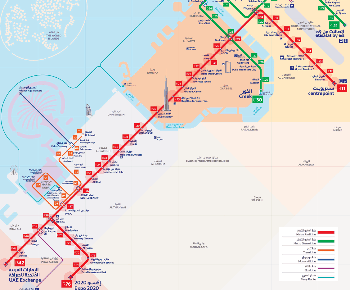 Dubai Metro Red Line map