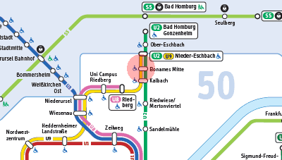 Bonames Mitte station map