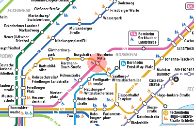 Bornheim Mitte station map