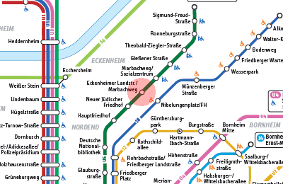 Eckenheimer Landstrasse/Marbachweg station map