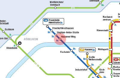 Hausener Weg station map
