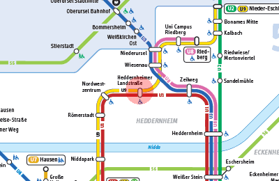 Heddernheimer Landstrasse station map