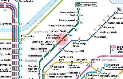 Marbachweg/Sozialzentrum station map
