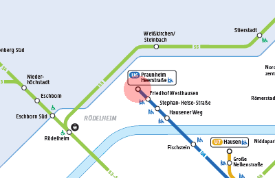 Praunheim Heerstrasse station map