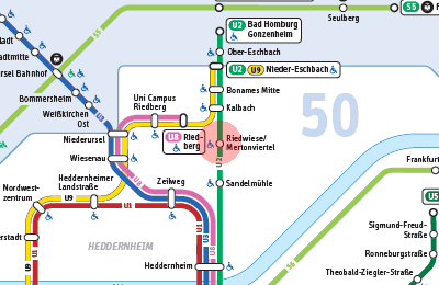 Riedwiese/Mertonviertel station map