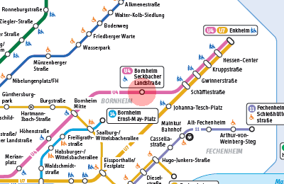 Seckbacher Landstrasse station map
