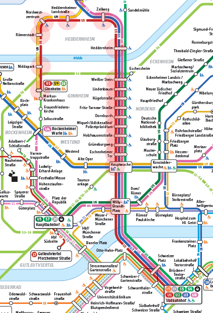 Frankfurt U-Bahn U1 map