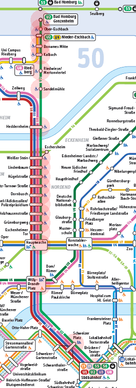 Frankfurt U-Bahn U2 map
