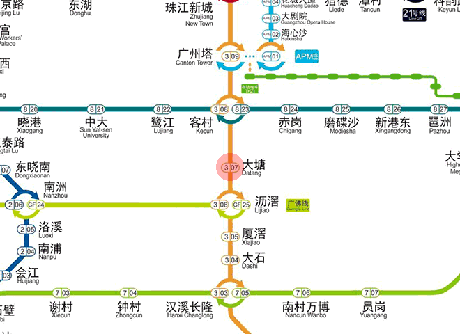 Datang station map