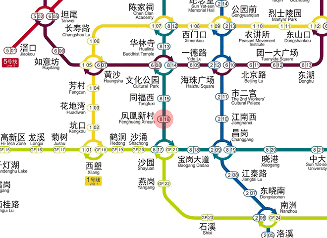 Fenghuang Xincun station map