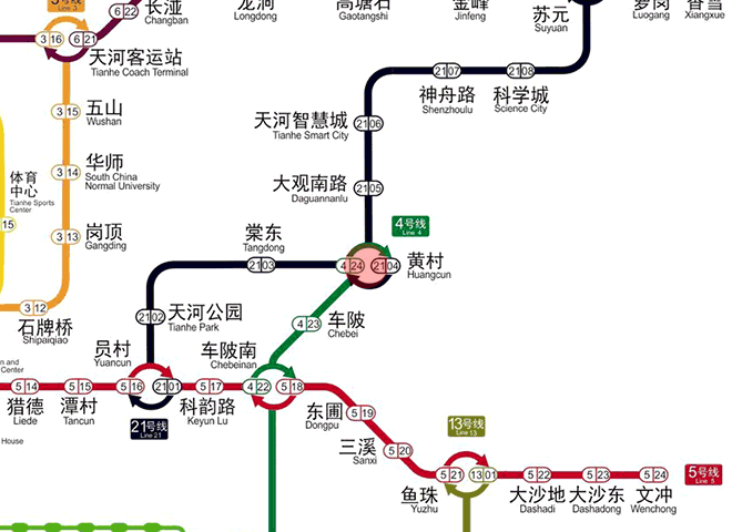 Huangcun station map
