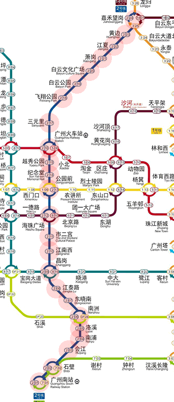 Guangzhou Metro Line 2 map