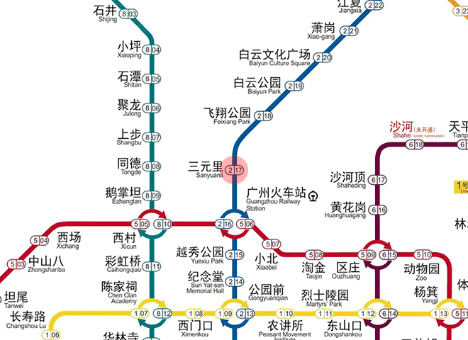 Sanyuanli station map