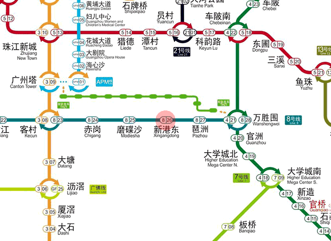 Xingangdong station map